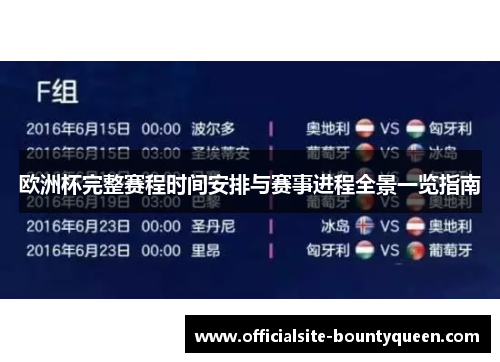 欧洲杯完整赛程时间安排与赛事进程全景一览指南
